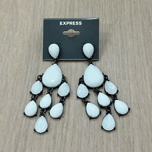 Express White Teardrop Earrings